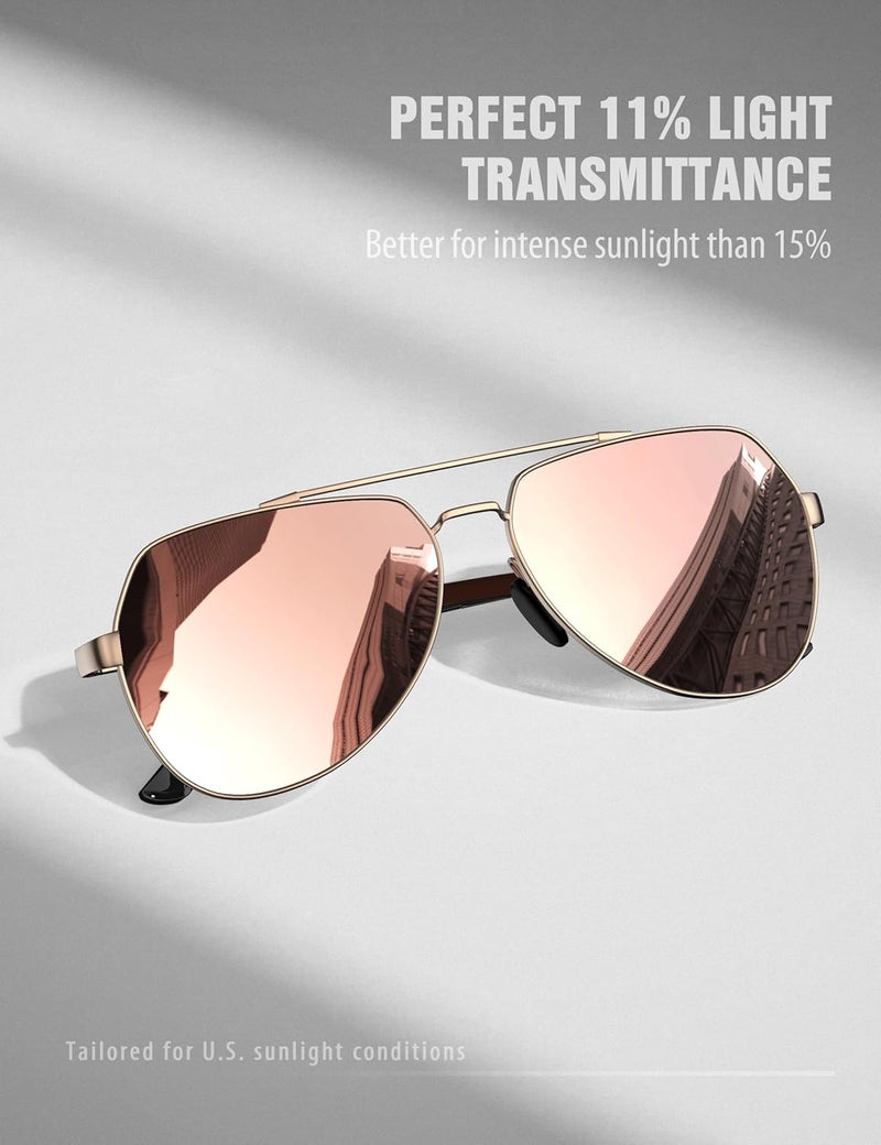 LUENX Aviator Sunglasses for Men Women Polarized New Shades Large Metal Frame - UV 400 Protection - Image 3